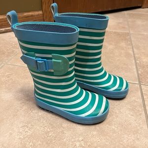 Toddler Blue Striped Rain Boots | Size Small 5/6 | Target